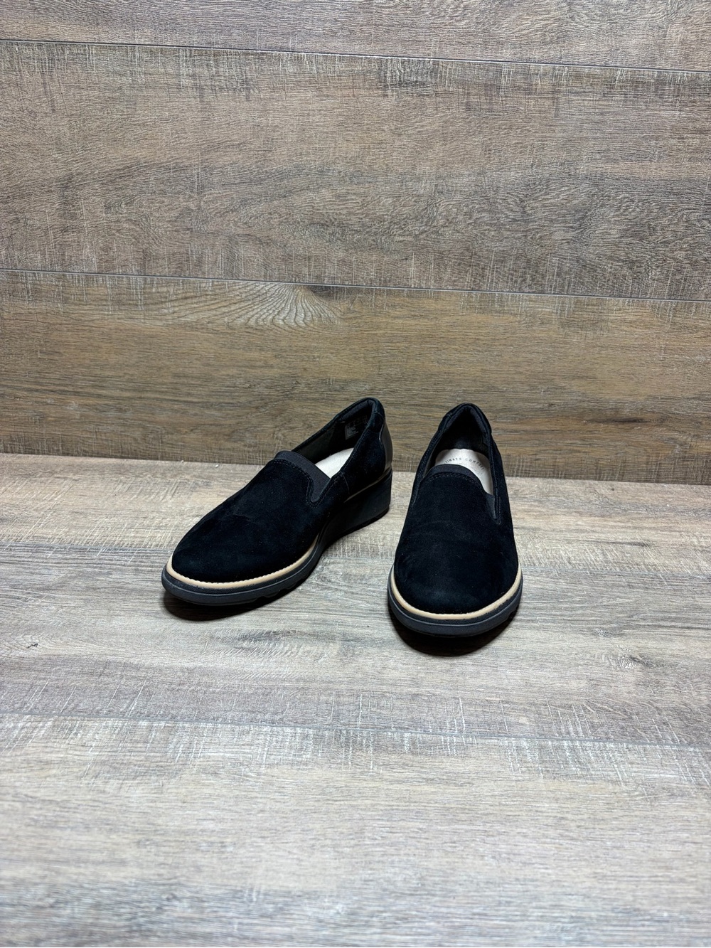Clarks Women's Black Suede Slip-On Loafers